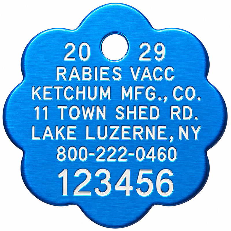 2029 Blue Rosette Rabies Tags Ketchum Manufacturing