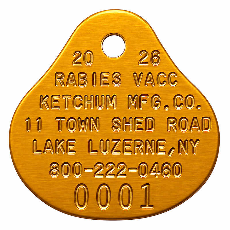 2026 Orange Oval Rabies Tags Ketchum Manufacturing