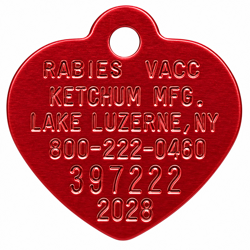2028 Red Heart Rabies Tags Ketchum Manufacturing