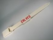 "CALVED" White tag w/ red