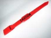 "CAUTION" Red tag w/ black