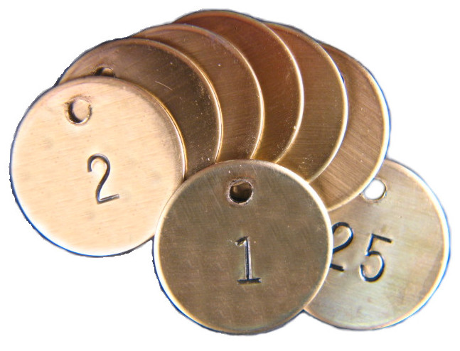 Round Valve Tags 1 1/2 Inch CleverDelights 1.5 Brass Tag Set Numbered 1 to 25