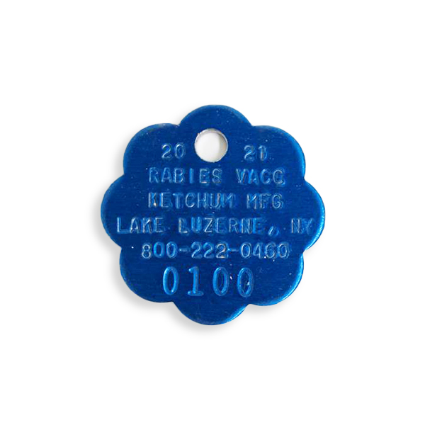 2021 Blue Aluminum Rabies Tags for Cats