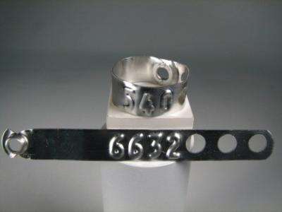 Adjustable Aluminum Chicken Leg Bands - Numbered and Lettered