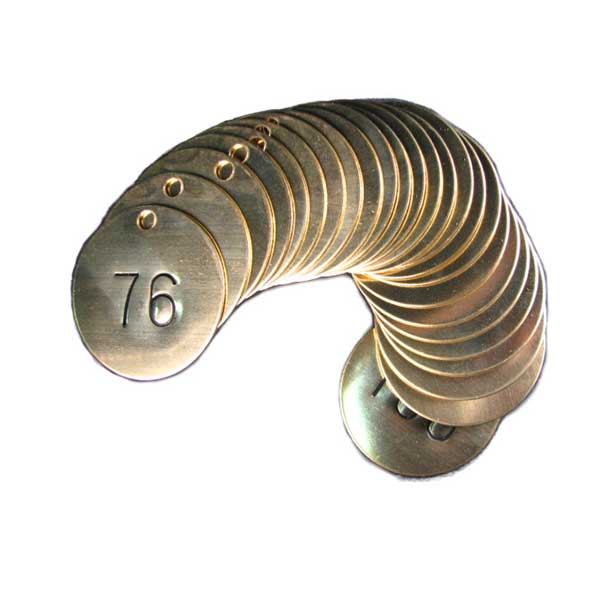 Legend CHW Pack of 25 Tags Stamped Brass Valve Tags Numbers 351-375 Brady  23530 1 1/2 Diameter 