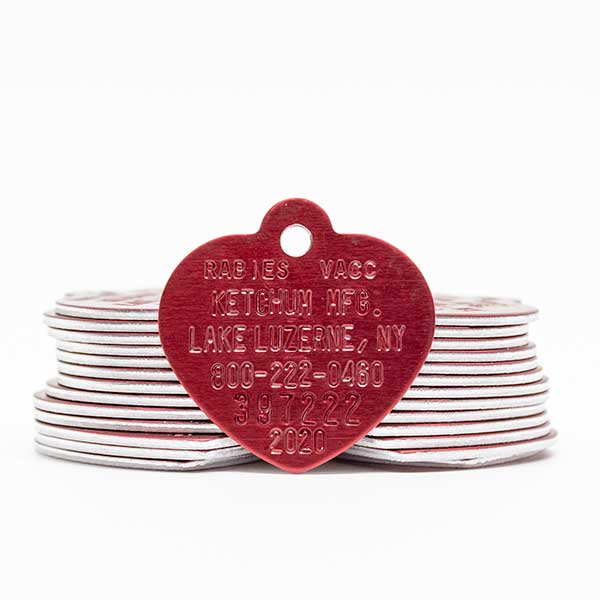 2025 Red Aluminum Rabies Tags for Cats and Dogs