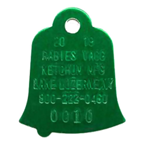 2023 Green Aluminum Bell Rabies Tags