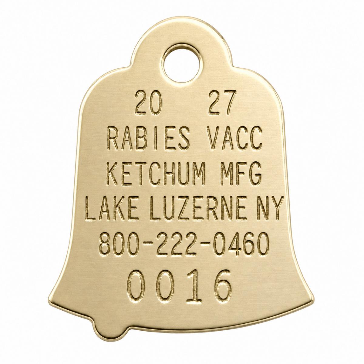 2027 Brass Bell Rabies Tags by Ketchum Manufacturing