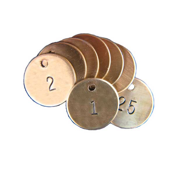 Custom Numbered CUSTOM Numbered Brass Tags Oval with Holes